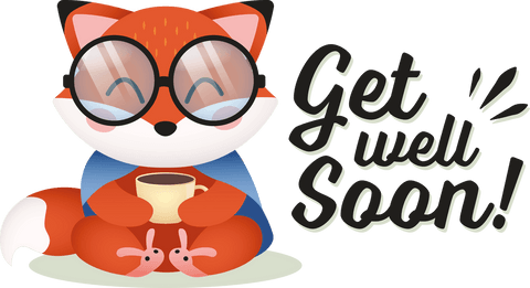cute fox image with get well soon message on transparent background - Download Free Stock Videos Pikwizard.com