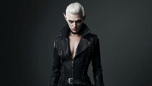 Intense Fantasy Elf in Studded Leather Gothic Attire