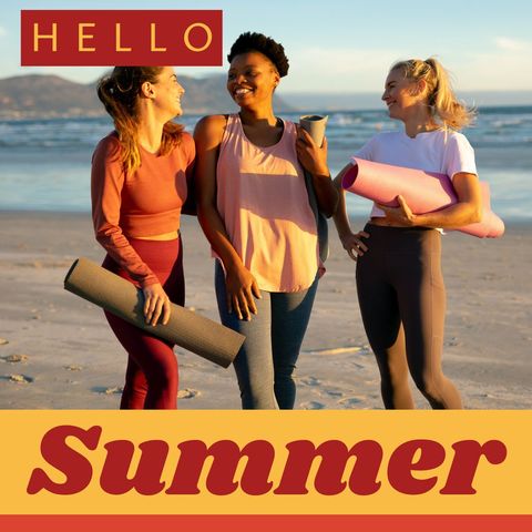 Diverse Friends Enjoying Beach Yoga at Sunset