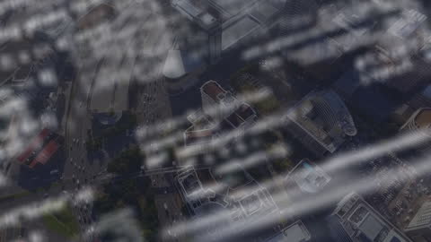 Futuristic Data Overlay on Cityscape Conveying Digital Progress