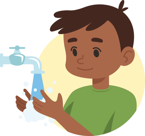 Transparent Illustration Boy Washing Hands for Hygiene Education