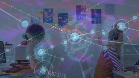 Futuristic Call Center Technology and Data Security Visualization