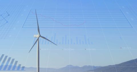 Digital Interface with Wind Turbine Overlay and Charts - Download Free Stock Images Pikwizard.com