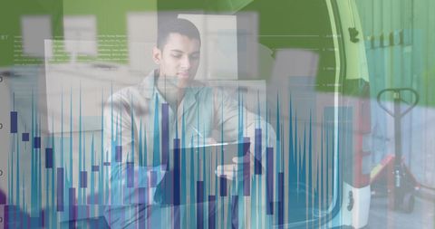 Warehouse Worker Analyzing Financial Data Integration