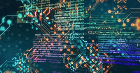 Futuristic Data Processing Digital Interface with Code and Circuits - Download Free Stock Images Pikwizard.com