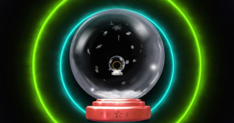 Illuminated Christmas Snow Globe with Neon Circles