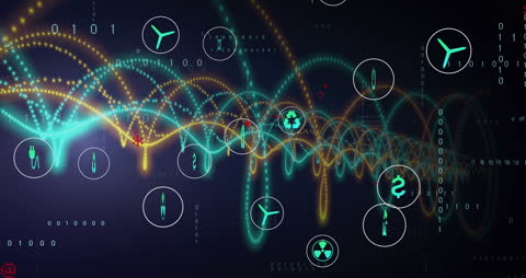 Holographic Digital Interface with Futuristic Icons and Coding Elements