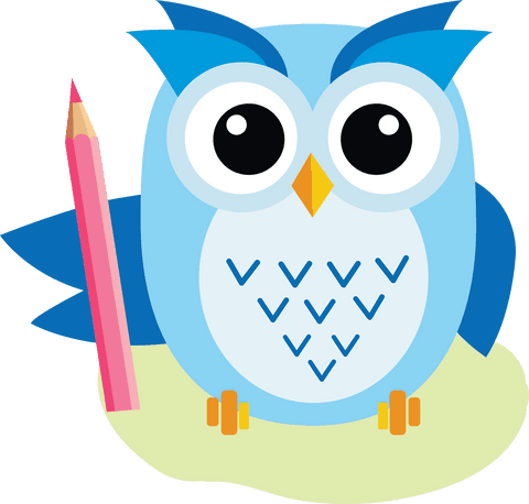Cute Owl with Pencil on Transparent Background Illustrating Education
