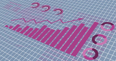 Digital Infographic with Bar Chart and Line Graph on Grid Background