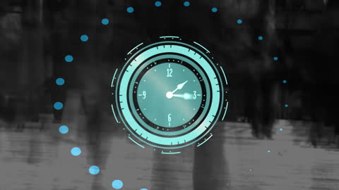 Abstract Digital Clock Overlay on Blurred Motion