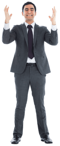 smiling transparent businessman celebrating success in suit - Download Free Stock Videos Pikwizard.com