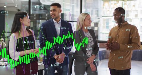 Diverse Business Team Examining Financial Data Trends