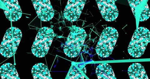 Futuristic Digital Art with Turquoise and White Geometric Patterns