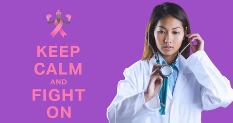 Breast Cancer Awareness with Doctor on Purple Background - Download Free Stock Images Pikwizard.com