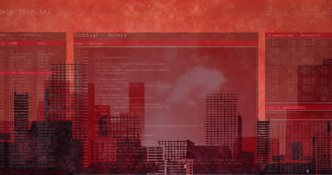 Futuristic City Overlay with Data and Technology Themes