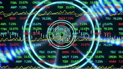 Futuristic Stock Market Interface with Dynamic Digital Data Streams