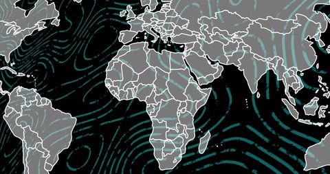Abstract Global Map with Holographic Circular Patterns - Download Free Stock Images Pikwizard.com