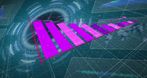 Futuristic Data Analysis Interface with Pink Graph Visualization
