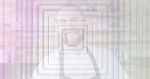 Smiling Barista Arranging Jars at Stylish Café