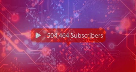 Digital subscriber count with futuristic neon circuit design
