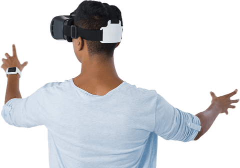 diverse young man experiencing virtual reality in transparent background - Download Free Stock Videos Pikwizard.com