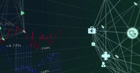 Digital Network Interface with Data Visualizations and Icons - Download Free Stock Images Pikwizard.com