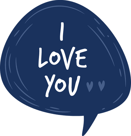 I love you text on transparent background for romantic messages