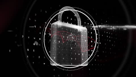 Digital Security Data Flow with Padlock Animation