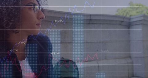 Thoughtful Businesswoman Analyzing Financial Growth Outdoors