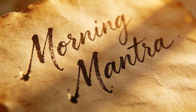 Morning Mantra on Aged Parchment Under Warm Light Rustic Calligraphy Inspiration