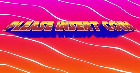 3d please insert coin on gradient background with wavy lines