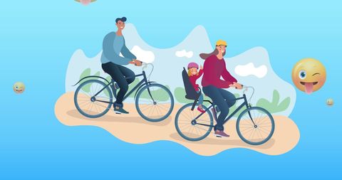 Happy Family Cycling Adventure with Daughter - Download Free Stock Images Pikwizard.com