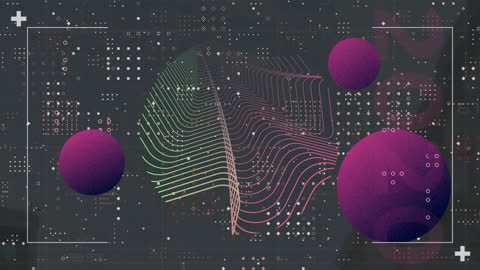 Abstract Digital Wave with Floating Spheres on Dot Pattern