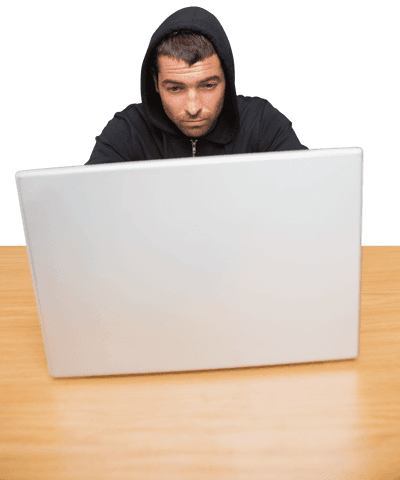cybercriminal in black hooded jacket typing on laptop with transparent background - Download Free Stock Videos Pikwizard.com