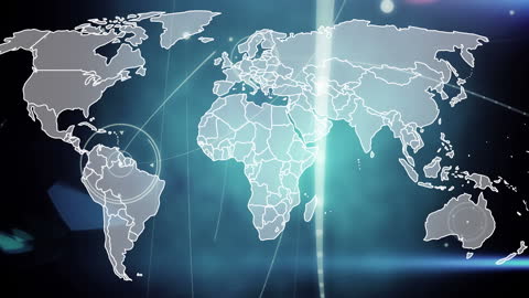 Global Network Connections with Digital World Map