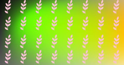 Pink Leaf Pattern on Vibrant Green Background