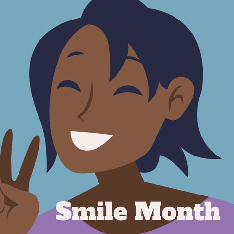joyful cartoon character celebrating smile month - Download Free Stock Templates Pikwizard.com