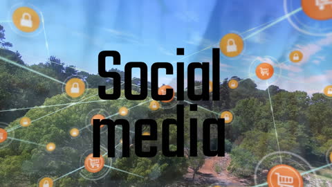 Social Media Connections Overlay on Natural Landscape