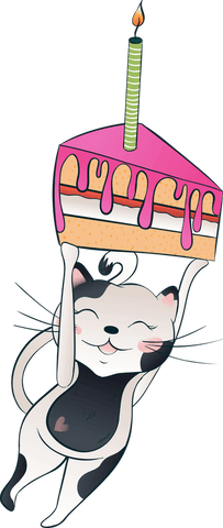 joyful cat holding cake slice with pink icing on transparent - Download Free Stock Videos Pikwizard.com
