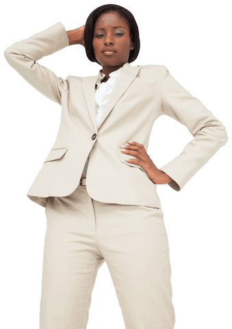 Confident African American Businesswoman Posing on Transparent Background