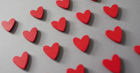 Red Wooden Hearts on Gray Background for Valentine's Day Love Theme - Download Free Stock Images Pikwizard.com