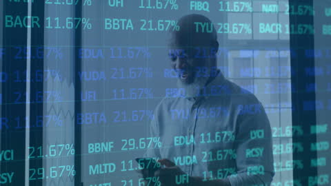 Businessman Analyzing Stock Data on Mobile Phone