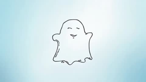 Hand-drawn ghost bobbing and smiling on soothing blue gradient loop playful doodle animation