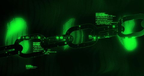 Green Cybernetic Blockchain with Code Elements in Datastream - Download Free Stock Images Pikwizard.com