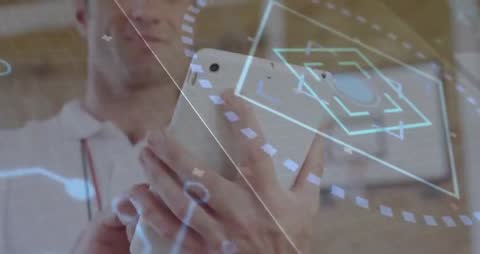 Technician Using AR Interface with Holographic Elements