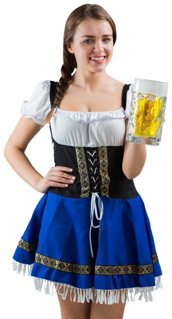 Smiling Young Woman in Traditional Oktoberfest Dress Holding Beer Mug - Download Free Stock Videos Pikwizard.com