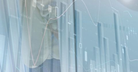 Businessman Opening Door Amidst Statistical Data Graphics