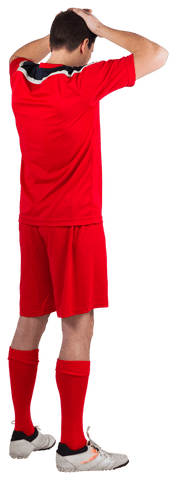 Transparent Player in Red Jersey Looking Down Disappointed