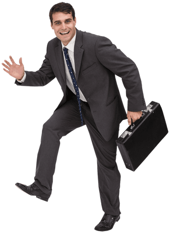 Cheerful Businessman Walking with Confidence on Transparent Background