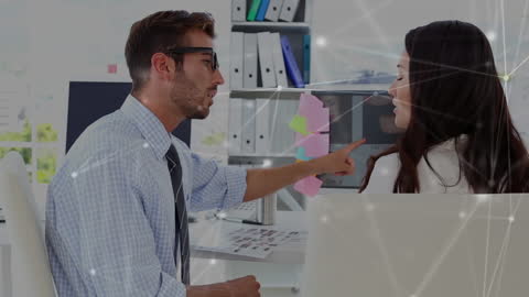 Diverse Business Team Collaborating with Digital Interface Animation